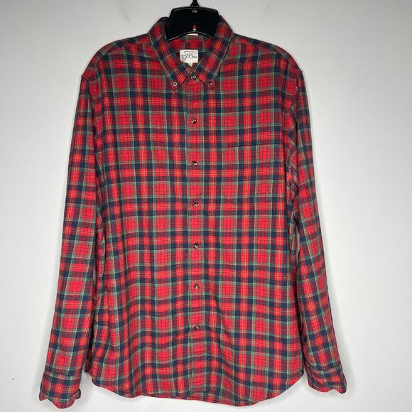 J.Crew Brushed Twill Classic Fit Button Down Shirt Holiday Plaid Men L Cabincore - Picture 1 of 12